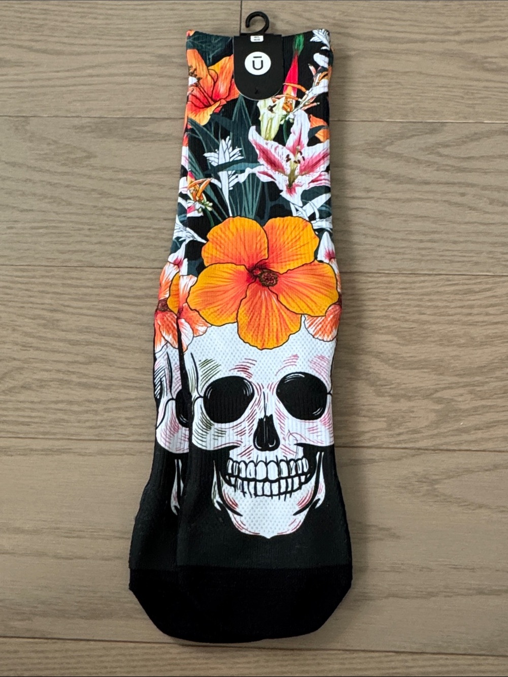 Unisex Floral Skull Crew Socks - Halloween - Dia de los Muertos